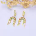 wholesale Gold 925 Sterling Silver Rainbow Cloud Star Drop Earrings-0-1