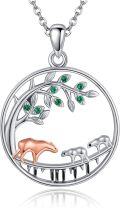 wholesale 925 Sterling Silver Bear Family Tree of Life Pendant Necklace for Women-0-0