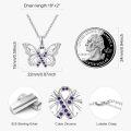 wholesale 925 Sterling Silver Purple Crystal Butterfly Pendant Necklace - PTSD Awareness s for Women-0-2