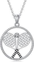 wholesale 925 Sterling Silver Tennis Racket and Ball Pendant Necklace for Women-0-0