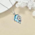 wholesale 925 Sterling Silver Blue Crystal Mother & Child Dolphins Pendant Necklaces Gift for Women Girls-0-2