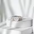 TOUPOP Sterling Silver Moissanite Bridal Engagement Wedding Ring Set-0-3
