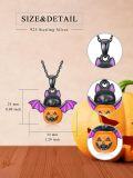 wholesale 925 Sterling Silver Black Purple Orange Halloween Bat Pumpkin Pendant Necklace for Women Gifts-0-1