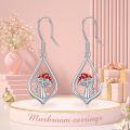 wholesale 925 Sterling Silver Red Cap Mushroom Teardrop Drop Earrings for Women Girls  4cm Long-0-5