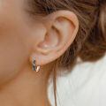 wholesale 925 Sterling Silver Twist Design Black Sleeper Hoops - Hypoallergenic Small Ear Cuffs for Women & Men-0-2