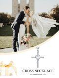 wholesale 925 Sterling Silver Heart-Shaped CZ Cross Pendant Necklace for Women - Faith  for Mom Wife Daughter Sister-0-1
