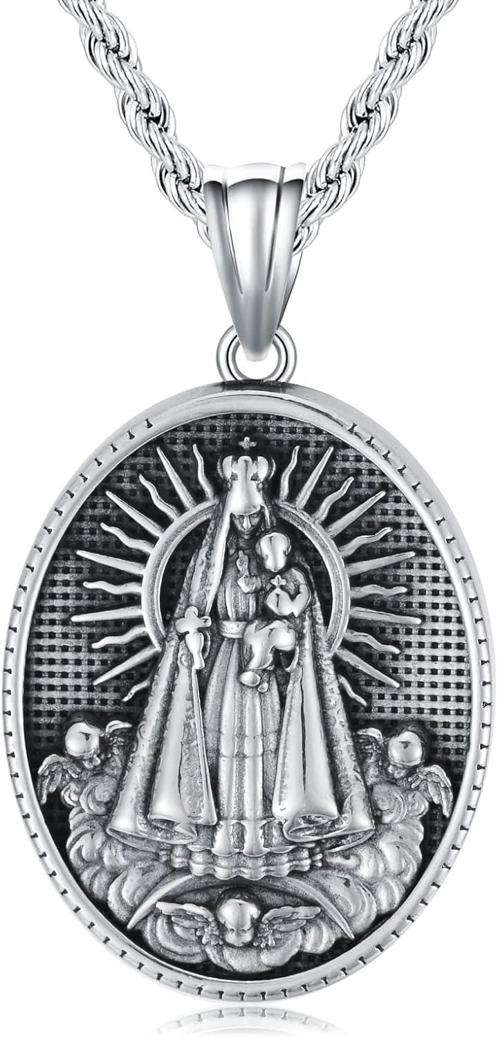 Stainless Steel Medal Saint Patron Necklace for Men Women Religious Gift-Virgin Mary 1
