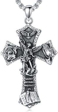 wholesale 925 Sterling Silver Saint Michael Cross Religious Medal Pendant Necklace for Women and Men-Saint Michael_04