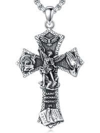 wholesale 925 Sterling Silver St Michael Cross Pendant Necklace Wholesale Religious Gift-Saint Michael_04
