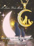 TOUPOP 14K Gold Moon Animal Necklace, Cat Dog Rabbit, 16+2 Inch-0-1