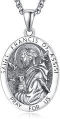 wholesale 925 Sterling Silver St Francis of Assisi Medal Necklace for Men Women Catholic-0-0
