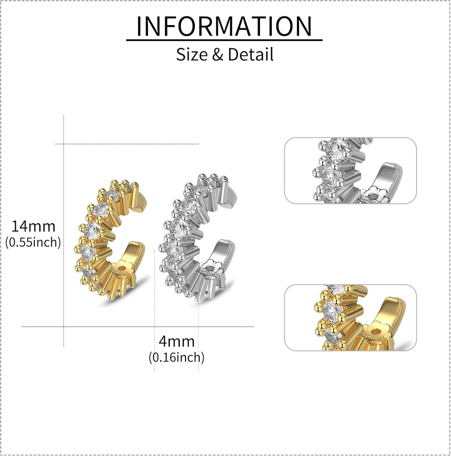 925 Sterling Silver/Gold Plated Glittering CZ Hoop Earrings for Women-0-4