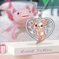 wholesale 925 Sterling Silver Heart Necklace with Rose Gold Plated Axolotl Pendant-0-5