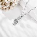 wholesale 925 Sterling Silver Treble Clef Music Note Pendant Necklace With Cubic Zirconia Stones-0-3