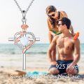 wholesale Sterling Silver Birthstones Rose Cross Heart Crucifix Pendant Necklace for Women-0-13