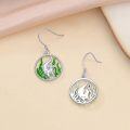 wholesale 925 Sterling Silver Sea Otter with Seaweed Circle Dangle Drop Earrings  for Women Girls-0-4