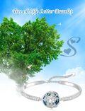 wholesale 14K White Gold Plated 925 Sterling Silver N Initial Letter Bracelet with Blue Crystal Tree of Life Charm 2.5g 7.2 Chain Adjustable-0-2