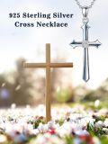 wholesale 925 Sterling Silver Blue Stone Inlay Cross Pendant Necklace for Women Christian -0-4