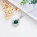 wholesale 925 Sterling Silver 11 8mm Oval Birthstone Crystal Teardrop Pendant Necklace-0-3