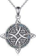 wholesale 925 Sterling Silver Triquetra Trinity Knot Moon Phase Abalone Shell Inlay Pendant Necklace-0-0