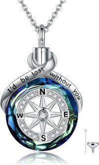 wholesale 925 Sterling Silver Compass Crystal Necklace - I'd Be Lost Without You Keepsake Pendant-Crystal- Compass