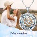 wholesale 925 Sterling Silver Metal Blue Crystal Celtic Knot Heart Pendant Necklace - Irish s for Women-0-4