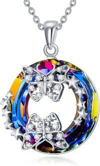 wholesale TOUPOP Butterfly Necklace For Women S925 Sterling Silver Stars Pendant Necklaces With Blue Crystal Insect Butterfly Jewelry For Her Mom -undefined