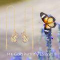 wholesale 14K Gold Butterfly Threader Earrings with Purple and White CZ Stones-0-2