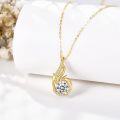 wholesale 14K Gold Diamond Dolphin Shape Pendant Necklace for Women and Girls-0-1