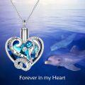 wholesale 925 Sterling Silver Heart Dolphin Cremation Jewelry Forever in My Heart Keepsake Pendant Necklace w/Filler Kit-0-5