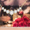 wholesale 14K Gold Moissanite Bridal Necklace - 5 Stones (Total Weight: ~9 ct)-0-1