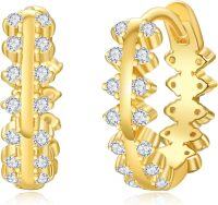 wholesale Gold 925 Sterling Silver Cubic Zirconia Hoop Earrings for Women-CZ Hoop