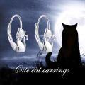 wholesale 925 Sterling Silver Tiny Kitty Leverback Hoop Earrings Gift for Cat Lovers-0-5