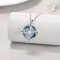 TOUPOP Sterling Silver Compass Urn Necklace For Women-0-2
