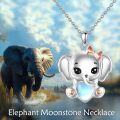 wholesale 925 Sterling Silver Heart-Shaped Elephant with Bow and Stone Pendant Necklace-0-5