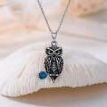 wholesale 925 Sterling Silver Owl Turquoise Stone Pendant Necklace for Women and Girls Gifts-0-2