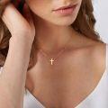 wholesale Gold 925 Sterling Silver Small Cross Pendant Necklace 18 for Women-0-3