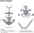 wholesale 925 Sterling Silver Anchor Skull Cross Bone Pendant Necklace  for Men Gothic Punk  48cm Chain Length-0-3