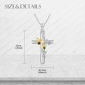 wholesale 925 Sterling Silver Cross with Bees and Leaves Charm Necklace for Women Girls  925 Sterling Silver Chain Length Adjustable from 46cm to 73cm-0-3