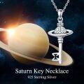 wholesale 925 Sterling Silver Key Pendant Necklace with Butterfly Skull Saturn Design for Women and Men-0-4