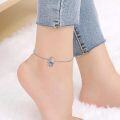 wholesale 925 Sterling Silver Mermaid Charm Anklet with Flower and Star Pendant - Adjustable Size for Women & Girls-0-1