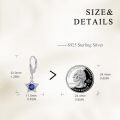 wholesale 925 Sterling Silver Blue Sapphire Star Drop Earrings with Leverback Hooks-0-3
