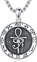 wholesale 925 Sterling Silver Egyptian Ankh Eye of Horus and Anubis Pendant Necklaces for Men & Women-0-0