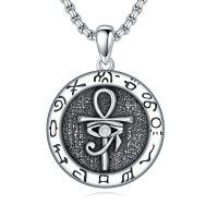 wholesale 925 Sterling Silver Egyptian Ankh Eye of Horus and Anubis Pendant Necklaces for Men & Women-B01-Ankh Eye of Horus