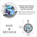 wholesale 925 Sterling Silver Bear Paw Abalone Shell Inlay Round Pendant Necklace for Women-0-4