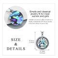 wholesale 925 Sterling Silver Bear Paw Abalone Shell Inlay Round Pendant Necklace for Women-0-4