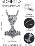wholesale 925 Sterling Silver Viking Thor's Hammer Mjolnir Pendant Necklace w/ 3+2 Rolo Chains for Men-0-1