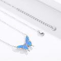 wholesale 925 Sterling Silver Blue Fire Opal Butterfly Pendant Necklace Minimalist Charm s for Her-0-3