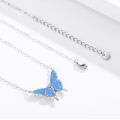 wholesale 925 Sterling Silver Blue Opal Butterfly Pendant Necklace For Women-0-3