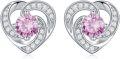 wholesale 925 Sterling Silver Birthstone Heart Stud Earrings Jewelry Gifts for Women-0-78